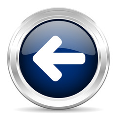 Fototapete - left arrow cirle glossy dark blue web icon on white background