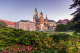Fototapeta Góry - Morning view of the Wawel cathedral and Wawel castle on the Wawel Hill, Krakow, Poland.