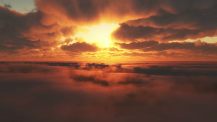 Wall Mural - fly in clouds sunset 4k