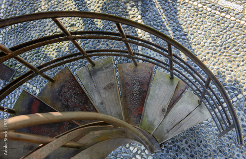 Naklejka - mata magnetyczna na lodówkę Close up of old spiral staircase
