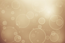 Gold Bokeh, Pastel Gold Bubble Circle On Golden Background.