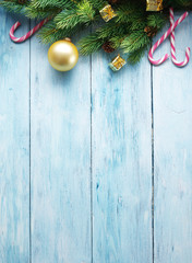 Christmas decoration with fur and baubles