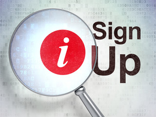 Web development concept: Information and Sign Up with optical