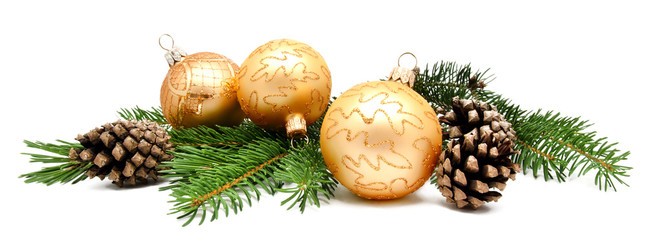 christmas decoration balls with fir cones