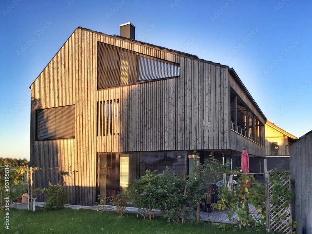 Photo Art Print Holzhaus Moderne Fassade Mit Holzverschalung