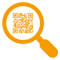 Sticker - Icono aislado lupa codigo QR naranja