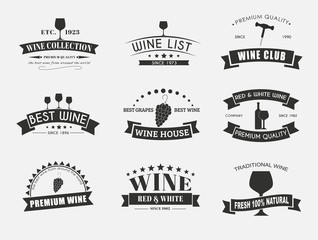 Wall Mural - Set of wine logos with ribbons