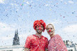 © Westend61 - Germany, Cologne, young couple celebrating carnival dressed up as clowns
