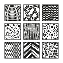 Set Of Zentangle Patterns. Hand-drawn Doodle Vector Illustration.