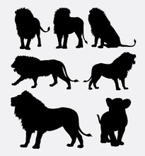 Lion Wild Animal Silhouettes. Good Use For Symbol, Logo, Web Icon, Mascot, Or Any Design You Want. Easy To Use.