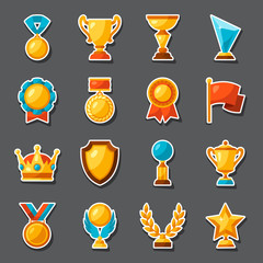 sport or business award sticker icons set