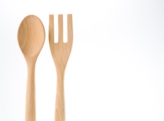 Spoon and fork with white background