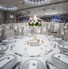 Flowers on table in wedding day