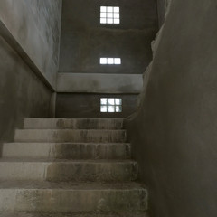 Poster - staircase cement concrete structure in residential house