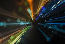 Abstract Zoom Blur City Bokeh Lights Background