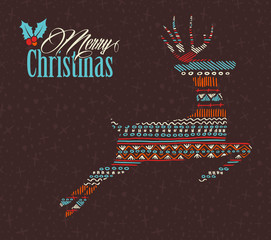 Wall Mural - merry christmas reindeer boho tribal stripe shape