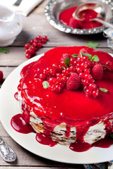 Wall Mural - Traditional crepe cake with custard and berry