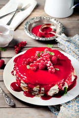 Wall Mural - Traditional crepe cake with custard and berry