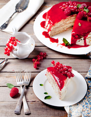 Wall Mural - Traditional crepe cake with custard and berry