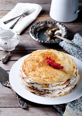 Wall Mural - Traditional crepe cake with custard and berry