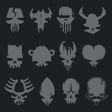 Set Of Scary Monsters Skull Characters For Use In Design