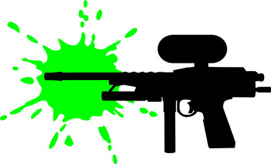 Wall Mural - Paintball gun with green splash