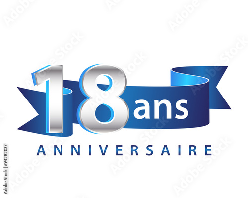 18 Ruban Bleu Logo Anniversaire Stock Vector Adobe Stock
