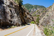 Two Lane Road Through Granite Rock King's Canyon California