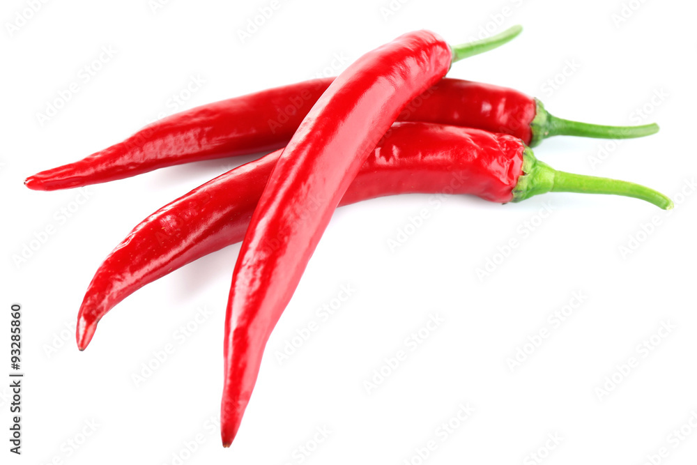 Red hot peppers isolated on white
