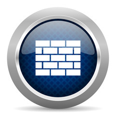 Poster - firewall blue circle glossy web icon on white background, round button for internet and mobile app