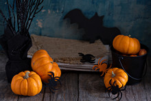 Little Pumpkins On Halloween Table