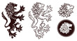 Heraldic lion silhouettes 2