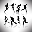 © mike166146 - Eight silos of people running in vector format