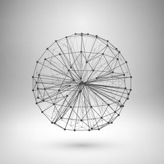 Wireframe mesh polygonal sphere.