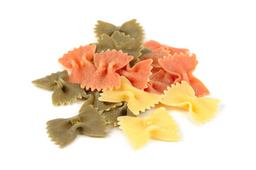 Wall Mural - Colorful Farfalle (Bow-Tie) Pasta Isolated on White Background