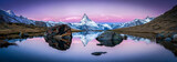 Fototapeta Natura - Stellisee in der Schweiz mit Matterhorn im Hintergrund Panorama