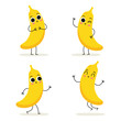 Banana. Cute fruit character set isolated on white