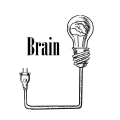 Aufkleber - Light bulb with brain connected to plug