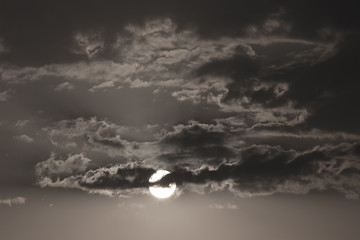 Wall Mural - full moon in the dark night, black and white monochrome image