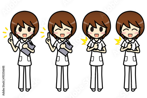 シンプルキャラクター 会話 表情イラスト集 看護師 パンツスタイル 女性 要点 納得 Stock Illustration Adobe Stock