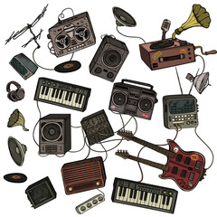 Wall Mural - Musical instruments and equipment