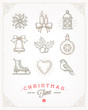Line art vector illustration - Set of Christmas signs and symbols