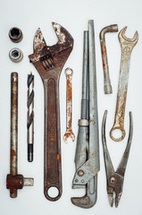 Wall Mural - Many tools on white background