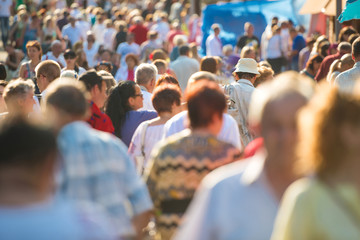 People walking on the city street.