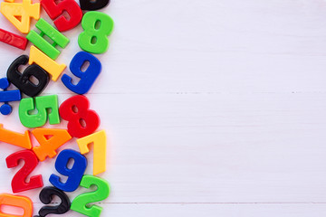 Border of colorful toy magnetic numbers