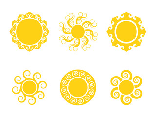 Wall Mural - set of beautiful ornate sun icons. vector illustration.
