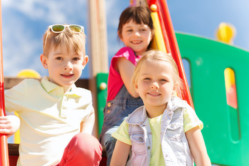 Wall Mural - group of happy kids on children playground