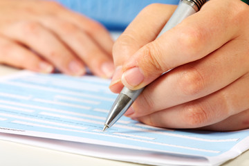 Aufkleber - Hand of woman writing.