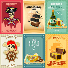 Pirate Flat Icons Composition Poster