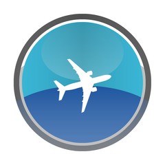 Sticker - Avion de ligne dans un bouton bleu